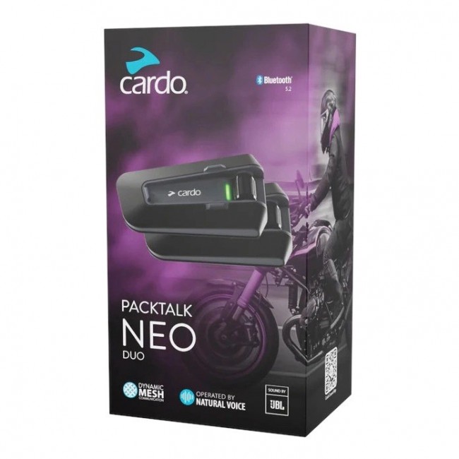 Cardo Packtalk Neo Duo Motorcycle intercom 2 channels 1600 m black