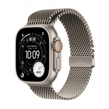 Apple Watch Ultra 3 GPS + Cellular 49mm Natural Titanium Case with Natural Titanium Milanese Loop - Small