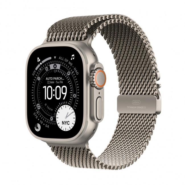 Apple Watch Ultra 3 GPS + Cellular 49mm Natural Titanium Case with Natural Titanium Milanese Loop - Small