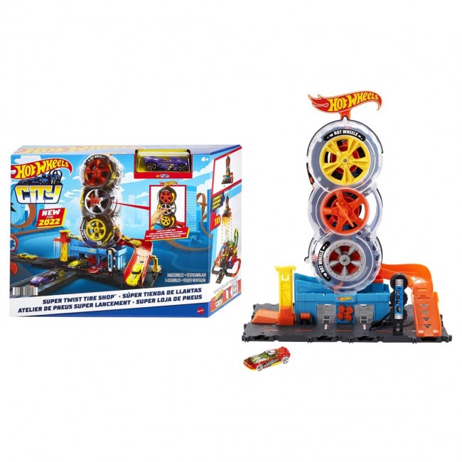 Hot Wheels City Super Twist Tyre Shop Playset and Car