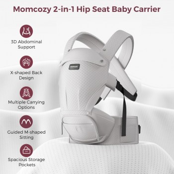 Momcozy Air Mesh Hip Seat Baby Carrier, Grey