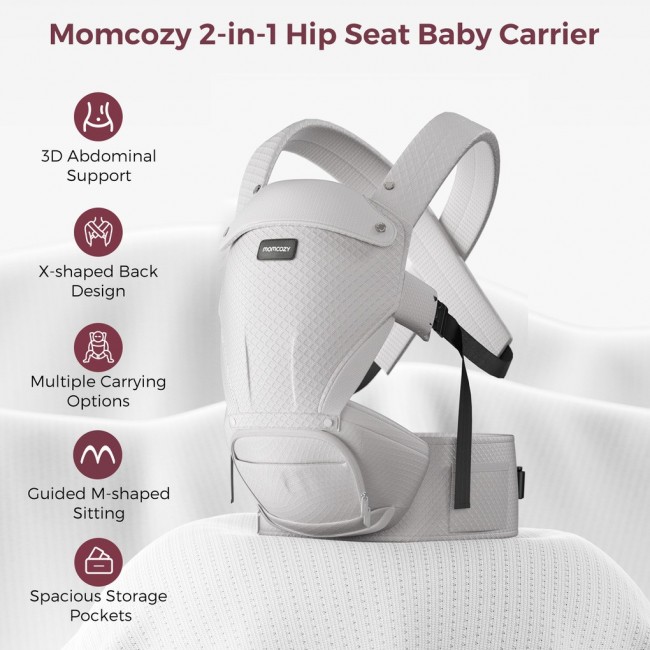 Momcozy Air Mesh Hip Seat Baby Carrier, Grey
