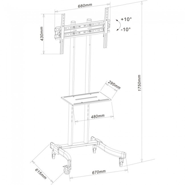 Techly ICA-TR23 TV cabinet/entertainment centre 1 shelves Techly ICA-TR23 TV cabinet/entertainment centre 1 shelves