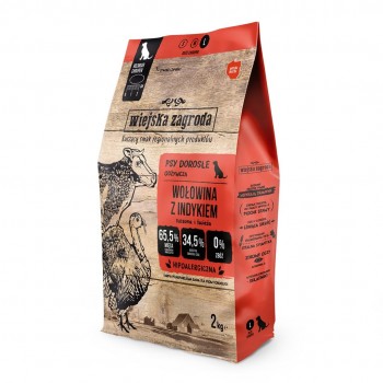 WIEJSKA ZAGRODA Beef with turkey L - dry dog food - 2kg