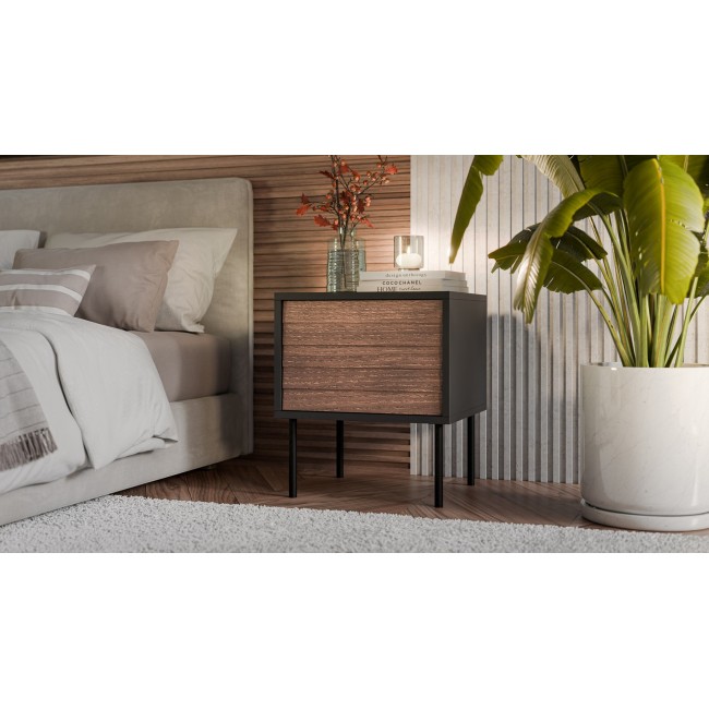 Bedside cabinet, 2 pcs. CORTINA 45x40x51 black/walnut