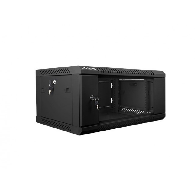 Lanberg 19'' wall-mounted installation cabinet 4U 600x450mm black (glass door) Lanberg 19'' wall-mounted installation cabinet 4U 600x450mm black (glass door)