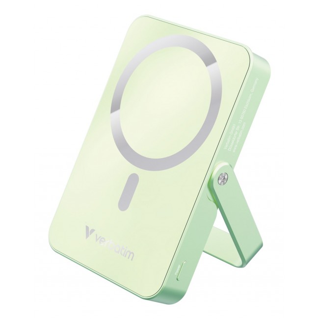 Verbatim Charge 'n' Go Magnetic Wireless Power Bank with stand - 10000 mAh Green