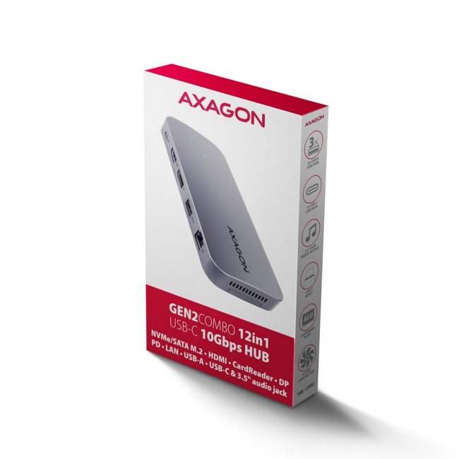 Axagon HMC-12GM2 laptop dock/port replicator Wired USB 3.2 Gen 2 (3.1 Gen 2) Type-C Grey Axagon HMC-12GM2 laptop dock/port replicator Wired USB 3.2 Gen 2 (3.1 Gen 2) Type-C Grey