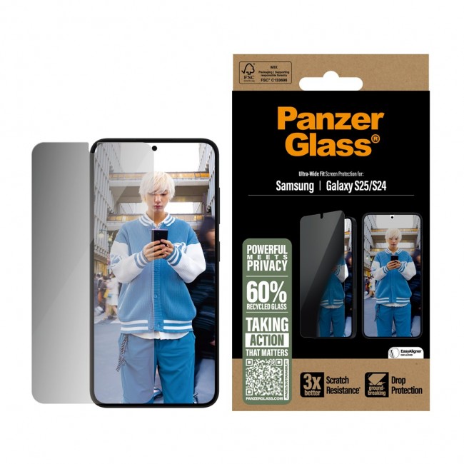 PanzerGlass Privacy Screen Protector Samsung Galaxy S25 | S24 | Ultra-Wide Fit Clear screen protector 1 pc(s)