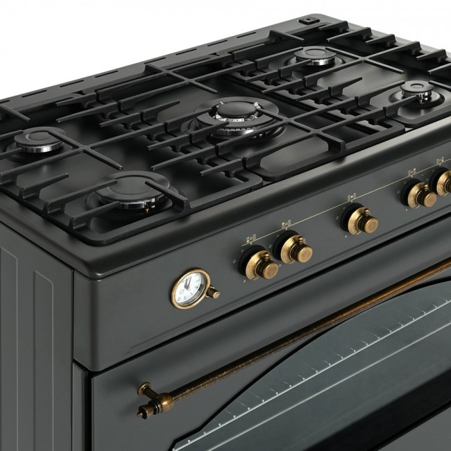 Ravanson Retro KWGE 90AR gas and electric cooker (black)