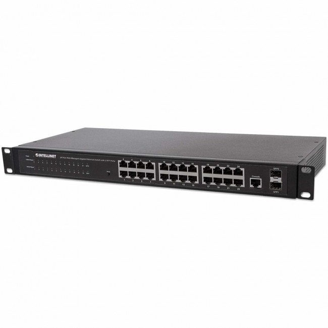 Intellinet 24-Port Network Switch, 24-Port (RJ45), Rackmount, Gigabit, 4 SFP, Ethernet Web-Smart, 10/100/1000 Mbit