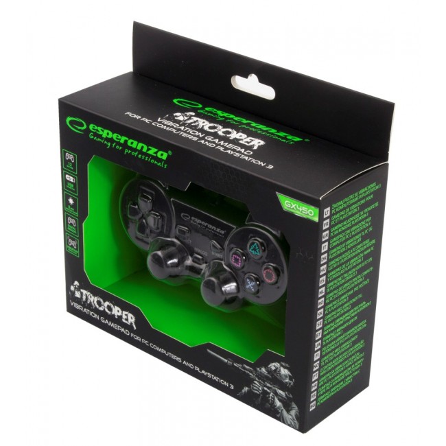 Esperanza EGG107K Gaming Controller Gamepad PC,Playstation 3 Analogue / Digital USB 2.0 Black