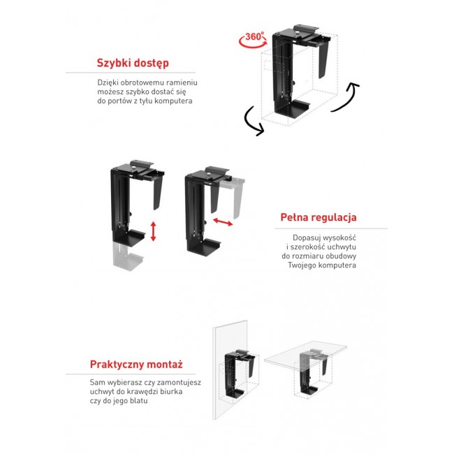 The MC-713 PC Holder Computer Under Desk Table Bracket Support Storage The MC-713 PC Holder Computer Under Desk Table Bracket Support Storage