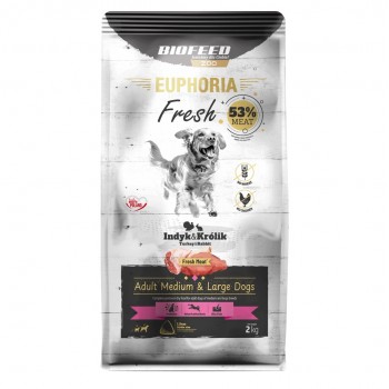 EUPHORIA Fresh Adult Medium & Large dogs Turkey with rabbit - dry dog food - 2kg