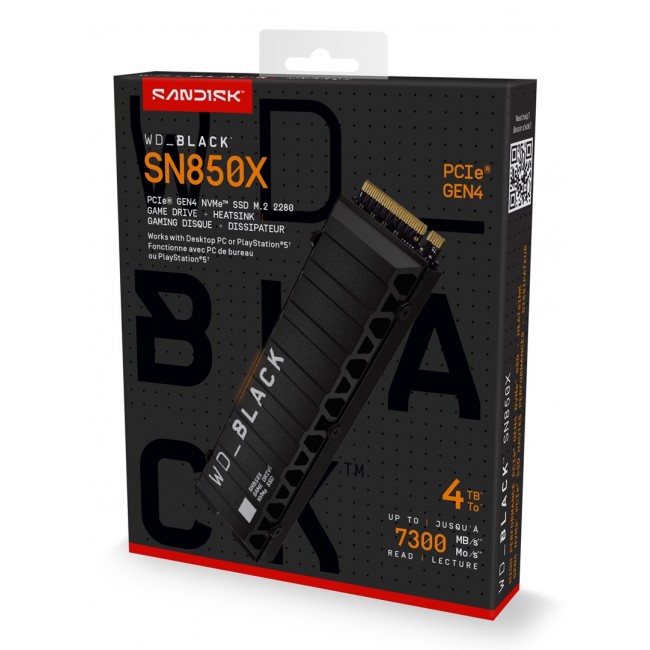 Western Digital WD_BLACK SN850X NVMe SSD POWERED BY SANDISK 4 TB, [With Heatsink]