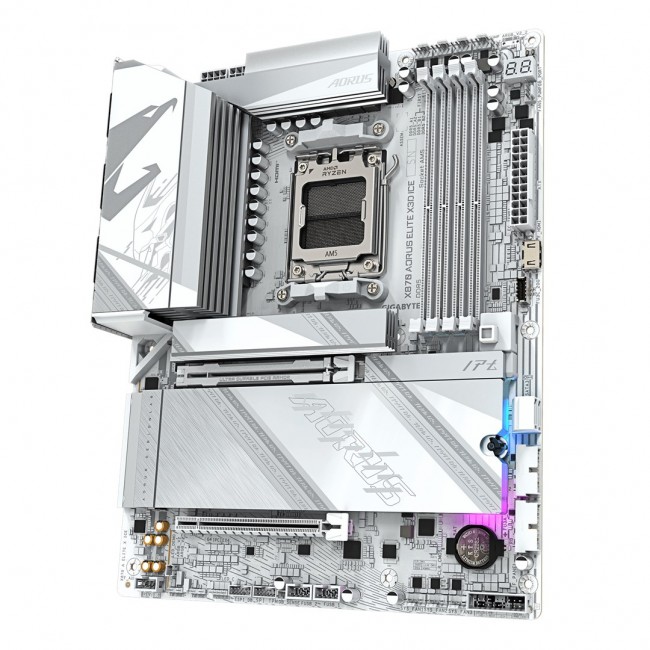 GIGABYTE X870 AORUS ELITE X3D ICE Motherboard - Supports AMD Ryzen 9000 CPUs, 16+2+2 Phases Digital VRM, up to 9000Hz DDR5 (OC), 2xPCIe 5.0 + 2xPCIe 4.0, Wi-Fi 7, 2.5GbE LAN, USB 4