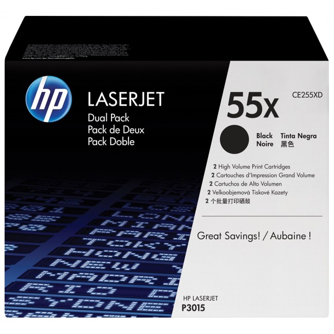 HP 55X 2-pack High Yield Black Original LaserJet Toner Cartridges HP 55X 2-pack High Yield Black Original LaserJet Toner Cartridges