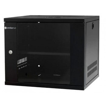 EMITERNET Light, undivided hanging cabinet 19'' 9U, sheet metal/glass door, 550 450 455mm width/depth/height. EM/SH02B5409-08