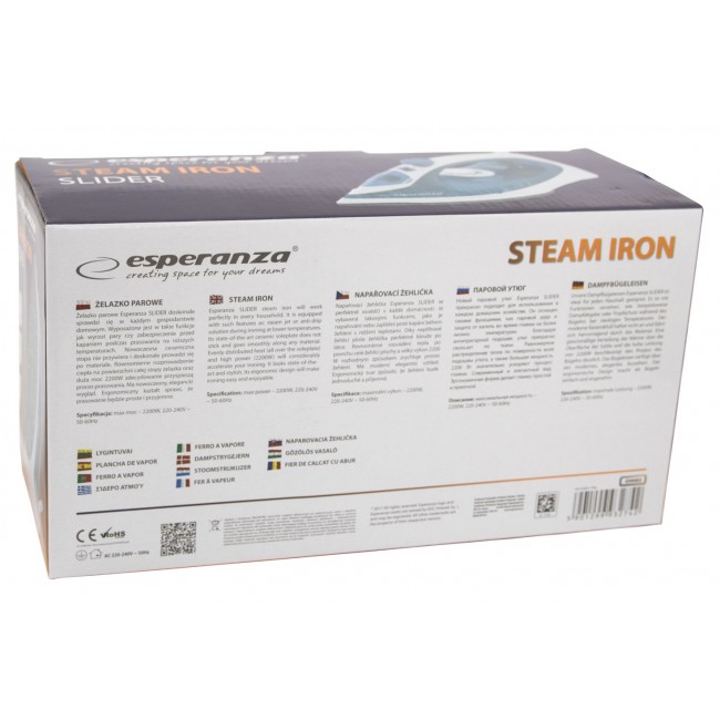 Esperanza EHI002 iron Steam iron Ceramic soleplate Blue,White 2200 W
