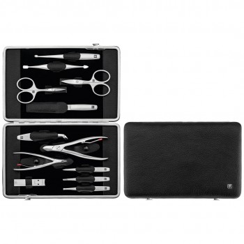 ZWILLING TWINOX Zestaw do manicure czarne sk rzane etui, 12 element w