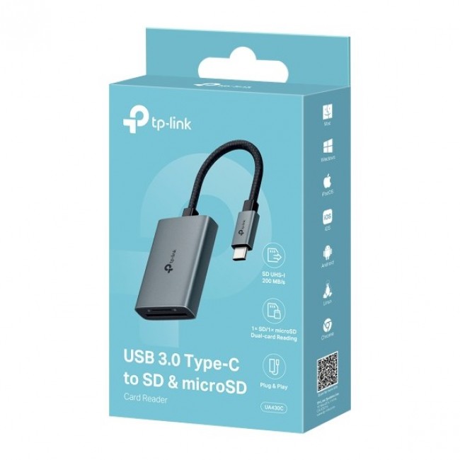TP-Link UA430C card reader USB 3.2 Gen 1 (3.1 Gen 1) Type-C Grey TP-Link UA430C card reader USB 3.2 Gen 1 (3.1 Gen 1) Type-C Grey