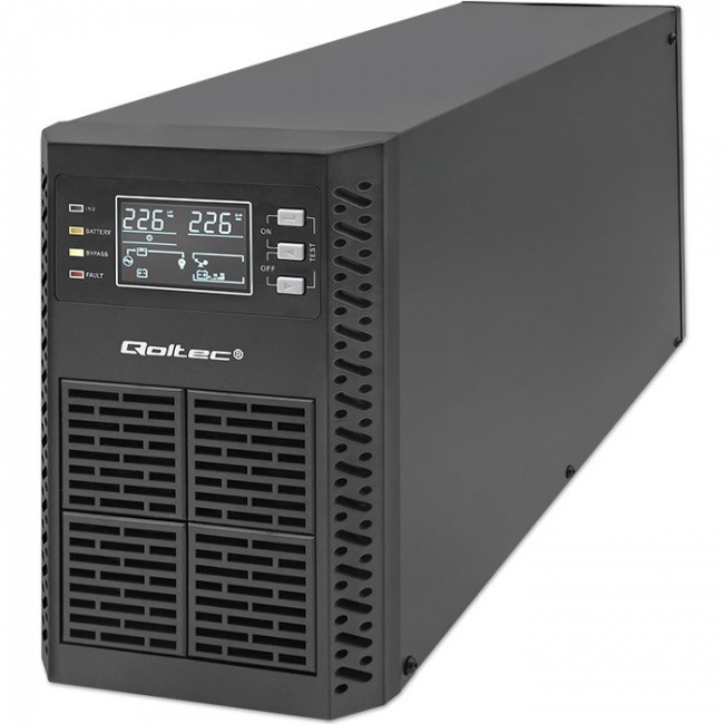 Qoltec 52281 uninterruptible power supply (UPS) Double-conversion (Online) 2 kVA 2000 W 3 AC outlet(s) Qoltec 52281 uninterruptible power supply (UPS) Double-conversion (Online) 2 kVA 2000 W 3 AC outlet(s)