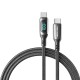 Vention Cotton Braided USB 2.0 C Male to C Male 5A Cable With LED Display 1.2M Black Zinc Alloy Type Vention Cotton Braided USB 2.0 C Male to C Male 5A Cable With LED Display 1.2M Black Zinc Alloy Type