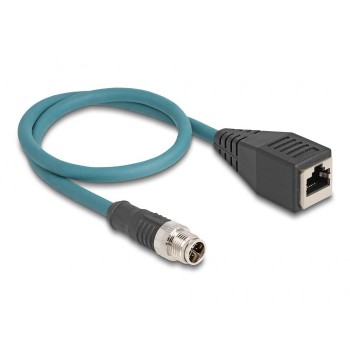 DeLOCK M12 Adapter Cable X-coded 8 pin male to RJ45 female 50 cm