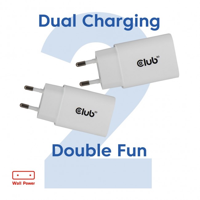 CLUB3D 2-Pack USB C Charger 30 Watt Whit
