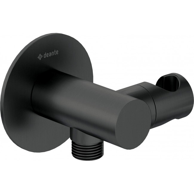 Round angled connector with handset holder Round angled connector with handset holder
