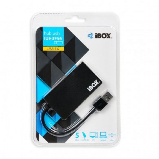 iBox IUH3F56 interface hub USB 3.2 Gen 1 (3.1 Gen 1) Type-A 5000 Mbit/s Black