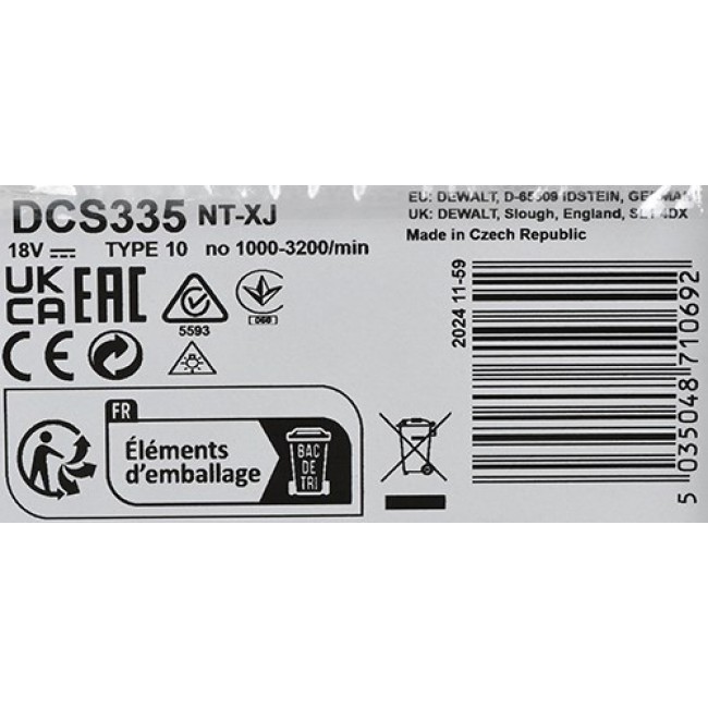DeWALT DCS335NT power jigsaw 3200 spm 2 kg DeWALT DCS335NT power jigsaw 3200 spm 2 kg