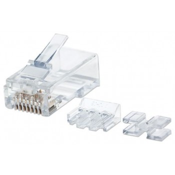 Intellinet RJ45 Modular Plugs, Cat6A, UTP, 2-prong, for stranded wire, 15 gold plated contacts, 80 pack