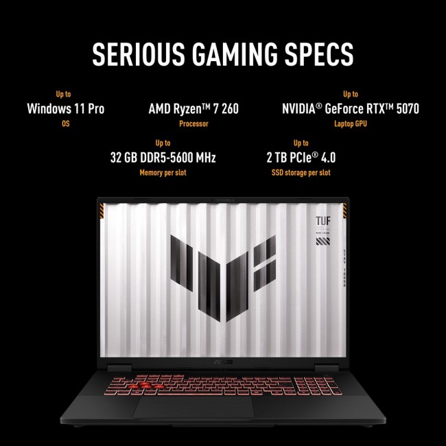 ASUS TUF Gaming A18 FA808UM-S9058 AMD Ryzen 7 260 Laptop 45.7 cm (18 ASUS TUF Gaming A18 FA808UM-S9058 AMD Ryzen 7 260 Laptop 45.7 cm (18