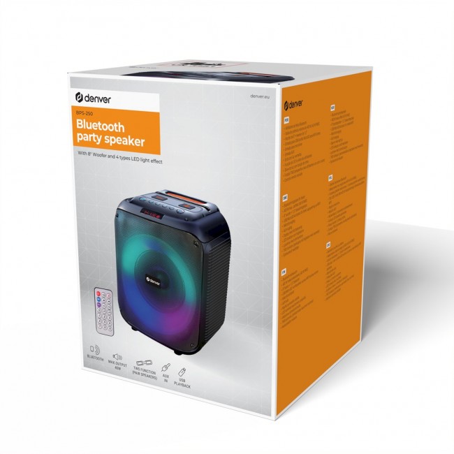Denver BPS-250 portable/party speaker Stereo portable speaker Black 40 W
