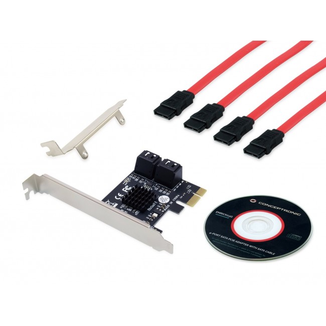 Conceptronic EMRICK 4-Port SATA PCIe Adapter with SATA Cables