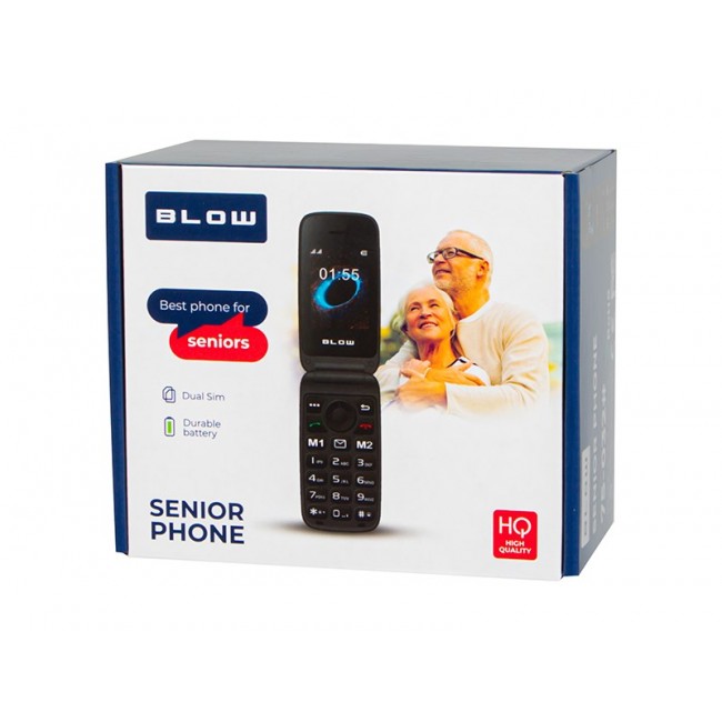 BLOW Black Phone for Seniors with a Flip Cover S24