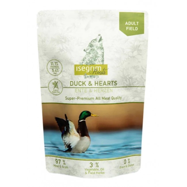 ISEGRIM Adult Duck with chicken hearts - wet dog food - 410g