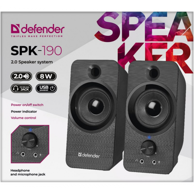 DEFENDER SPK-190 2.0 8W USB SPEAKERS DEFENDER SPK-190 2.0 8W USB SPEAKERS