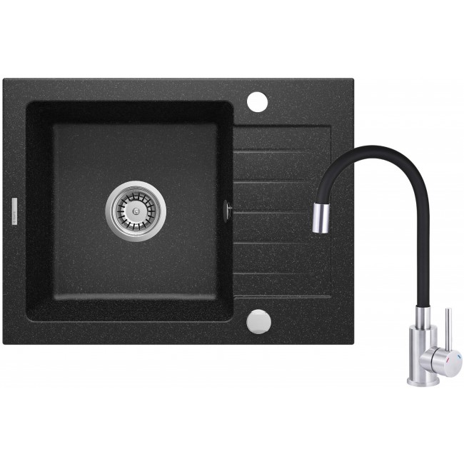 Granite sink with 1-bowl faucet with drainer