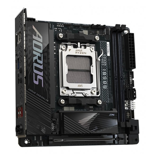 GIGABYTE B850I AORUS PRO Motherboard - AMD Ryzen 9000 Series CPUs, 8+2+1 Phases Digital VRM, up to 8400MHz DDR5 (OC), 1xPCIe 5.0 + 1xPCIe 4.0 M.2, 2.5LAN, WIFI 7, USB 3.2 Gen 2 GIGABYTE B850I AORUS PRO Motherboard - AMD Ryzen 9000 Series CPUs, 8+2+1 Phases Digital VRM, up to 8400MHz DDR5 (OC), 1xPCIe 5.0 + 1xPCIe 4.0 M.2, 2.5LAN, WIFI 7, USB 3.2 Gen 2
