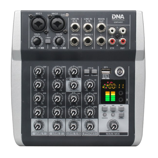 DNA QMX602 Analog Sound Mixer 6 Channels Blue DNA QMX602 Analog Sound Mixer 6 Channels Blue