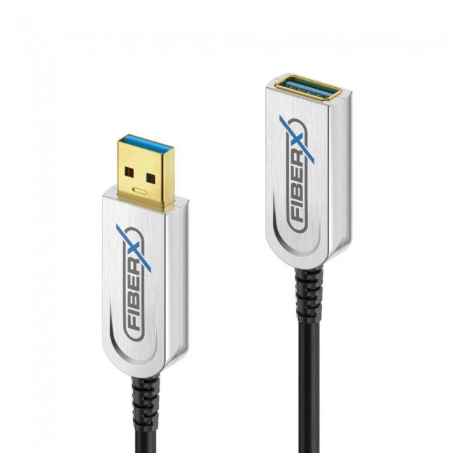 FiberX FX-I650-010 USB cable USB 3.2 Gen 1 (3.1 Gen 1) 10 m USB A 10 Gbit/s 4.5 W Black, Silver