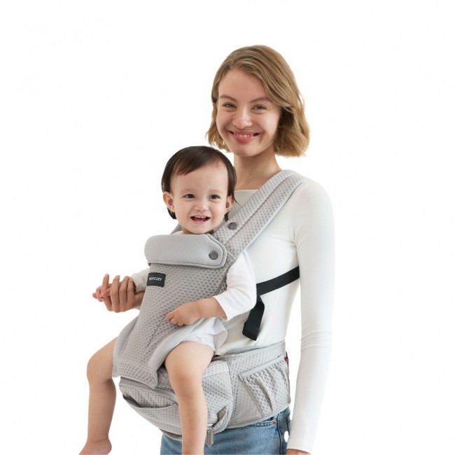 Momcozy Air Mesh Hip Seat Baby Carrier, Grey