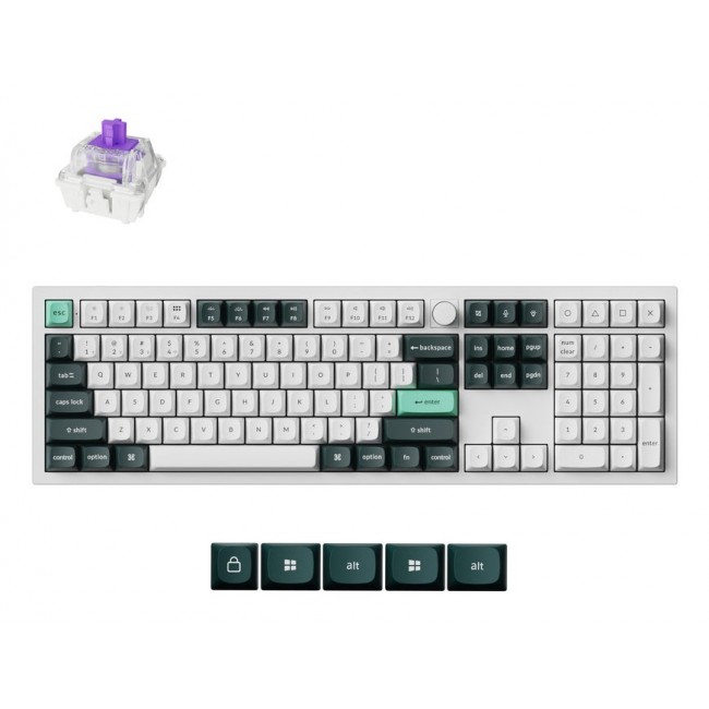 Keychron Q6 HE keyboard Gaming USB + RF Wireless + Bluetooth QWERTY Dark Green, White