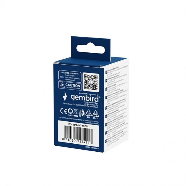 Gembird TPA-INT-01-W Universal travel power adapter, white Gembird TPA-INT-01-W Universal travel power adapter, white