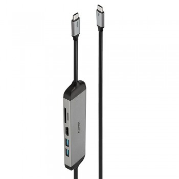 Lindy DST-Micro 140, USB-C Laptop Micro Docking Station with 4K Support and 1.4m 60W Charging Cable