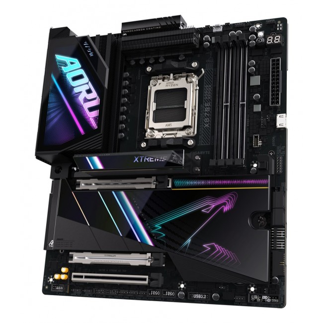 GIGABYTE X870E AORUS XTREME AI TOP Motherboard - Supports AMD Ryzen 9000 Series CPUs, 18+2+2 phases VRM, up to 8800MHz DDR5 (OC), 1xPCIe 5.0 M.2 + 3xPCIe 4.0 M.2, WI-FI 7, 10GbE LAN, USB 4 GIGABYTE X870E AORUS XTREME AI TOP Motherboard - Supports AMD Ryzen 9000 Series CPUs, 18+2+2 phases VRM, up to 8800MHz DDR5 (OC), 1xPCIe 5.0 M.2 + 3xPCIe 4.0 M.2, WI-FI 7, 10GbE LAN, USB 4