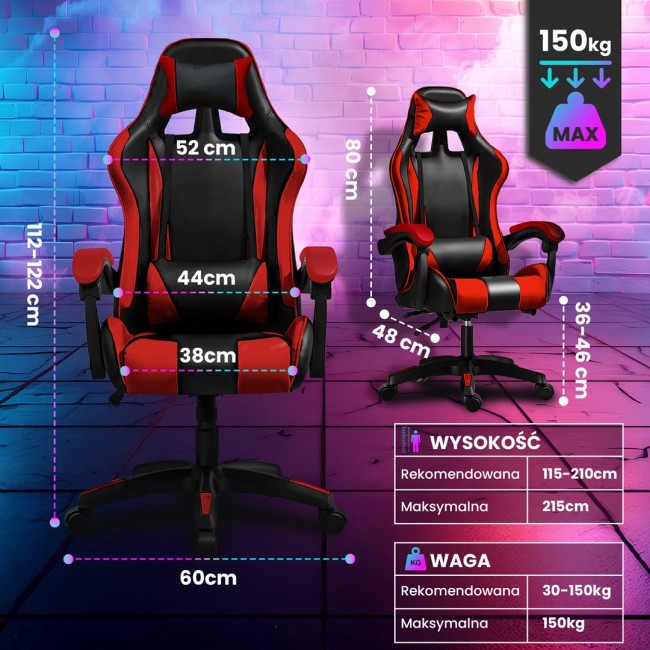 Extralink Gaming | Gaming Chair | office, rotary, bucket, black and red, G-522