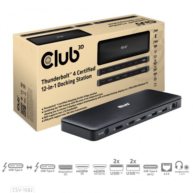 CLUB3D Thunderbolt 4 Certified 12-in-1 Docking Station CLUB3D Thunderbolt 4 Certified 12-in-1 Docking Station